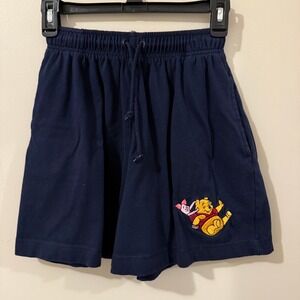 VINTAGE‎ Disney Store Winnie the Pooh Shorts Kids Small Blue Embroidered